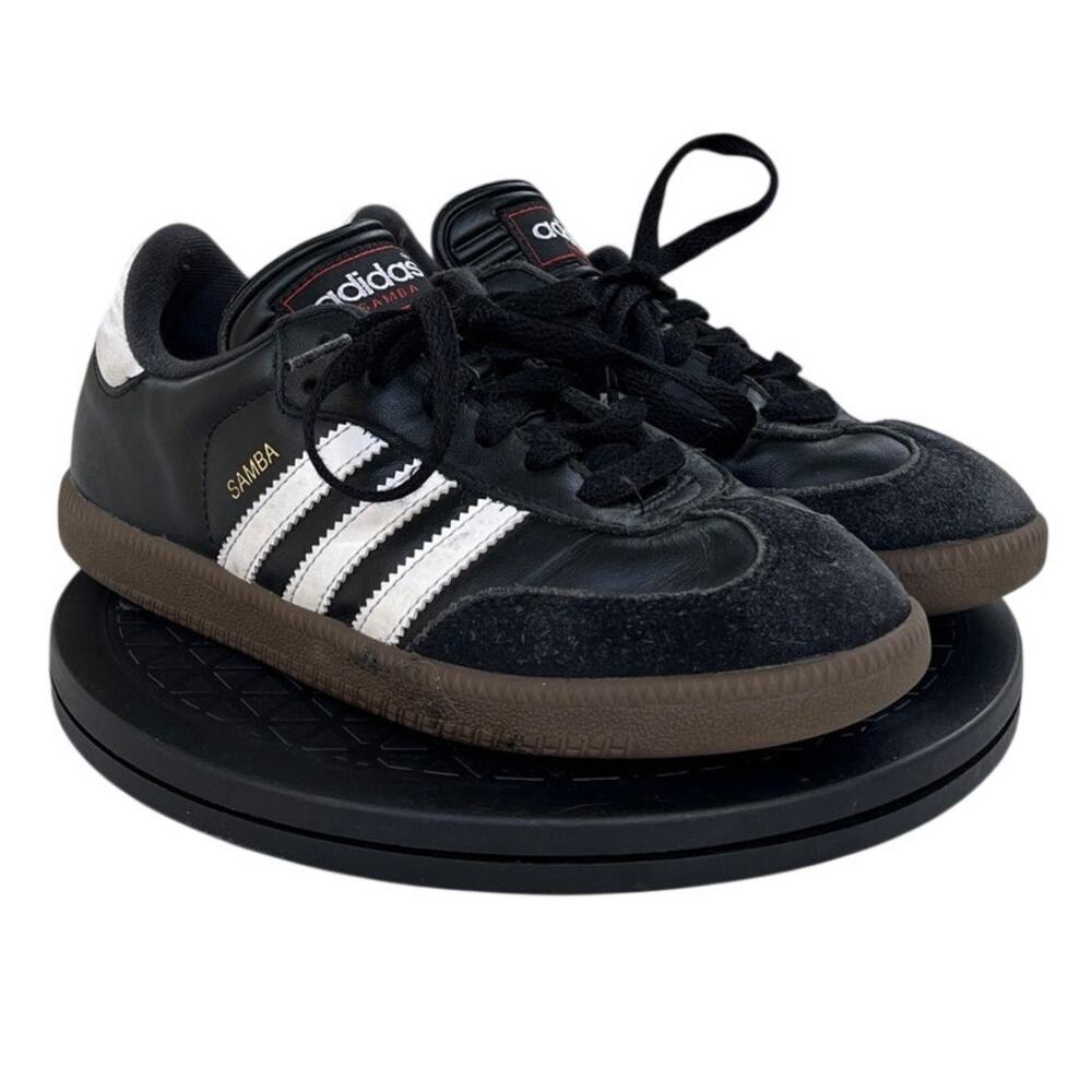 Boys Adidas Samba 036516 Leather Sports Running Athletic Sneaker SZ 3.5 Black - Picture 3 of 6